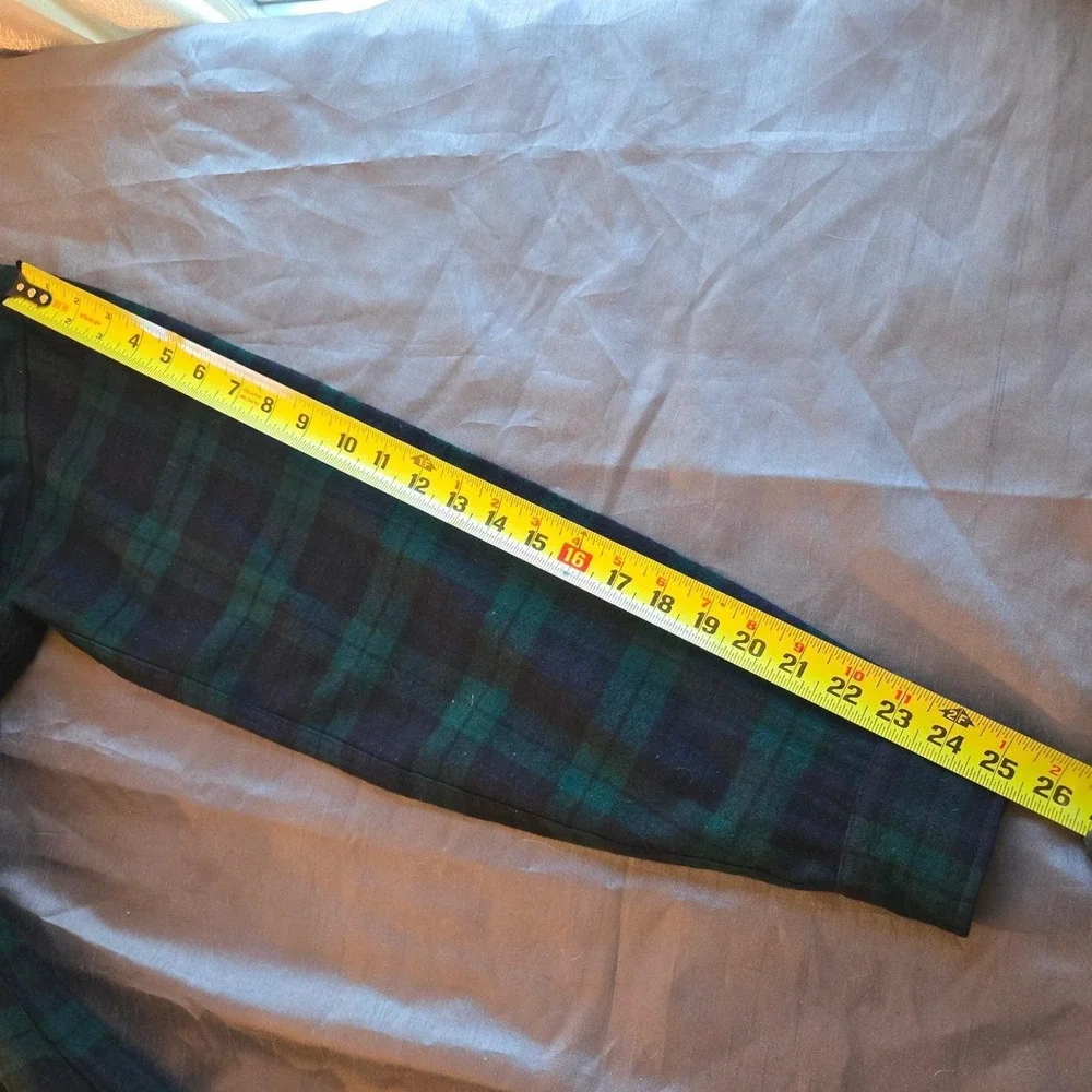 Vtg 60's Pendleton Black Watch Tartan Wool Shirt‎ Men 15.5 Black Green Plaid USA
